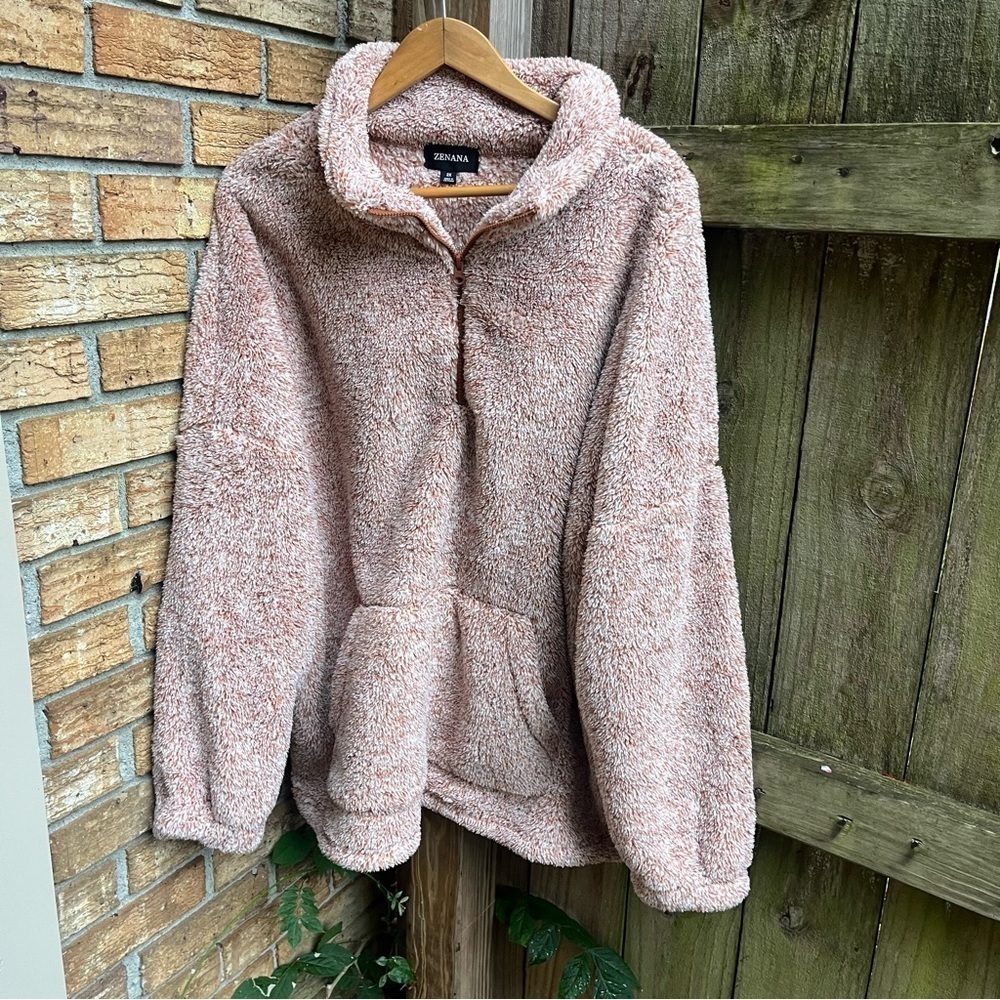 Zenana Outfitters Rust Orange Fleece Sweatshirt